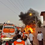 שריפת מיניבוס בכביש 4 מול גבעת שמואל